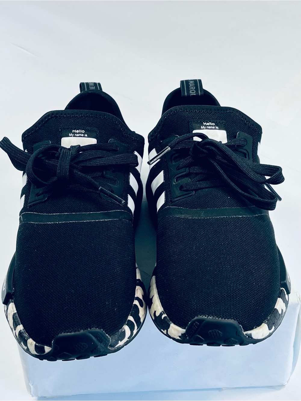 Adidas Youth NMD R 1 Running Shoes #GW9594 Black White Speckled Boys:6 Sneakers - Picture 3 of 15